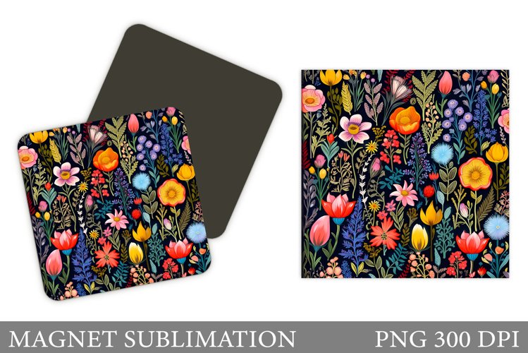 Flowers Magnet Sublimation. Wildflowers Magnet Design