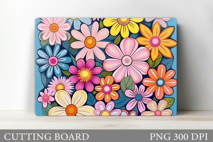 Daisy Flowers Cutting Board. Flowers Cutting Board Design