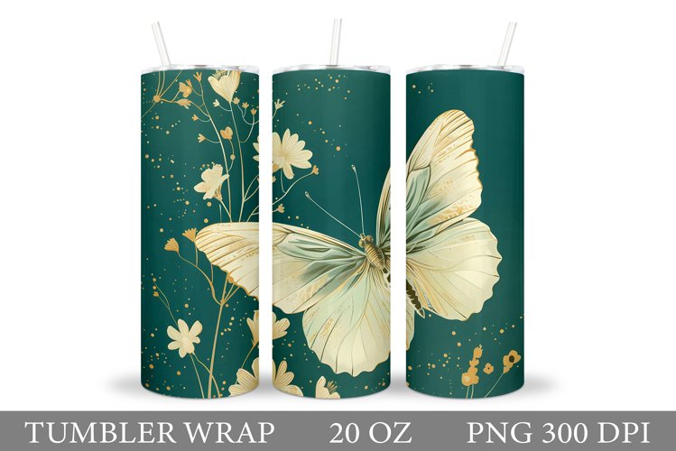 Butterfly Tumbler Sublimation. Flowers Tumbler Design