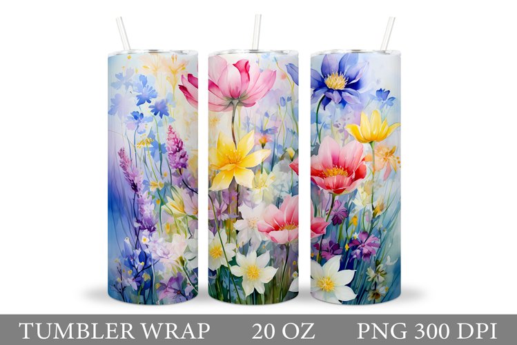 Flowers Tumbler Design. Wildflowers Tumbler Sublimation