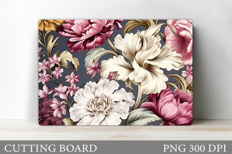 Flowers Cutting Board Design. Garden Flowers Cutting Board
