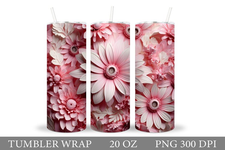 Flowers Tumbler Wrap Design. Sublimation Tumbler Flowers