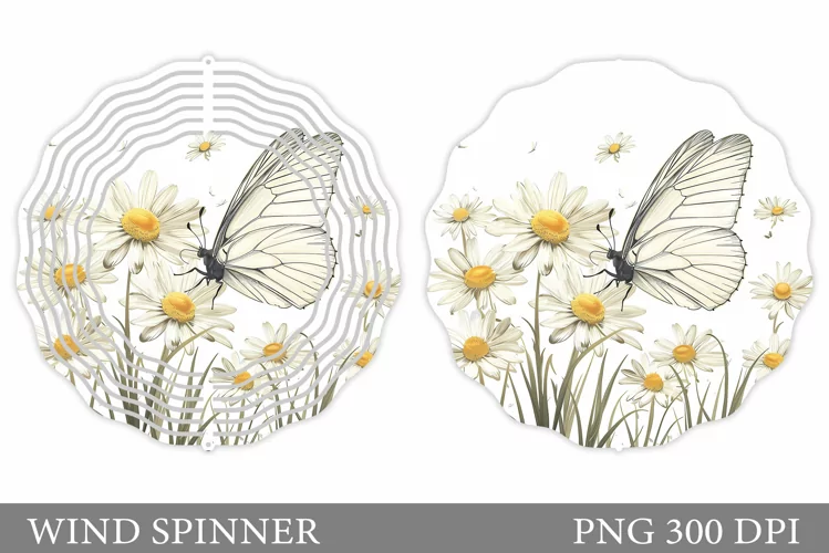 Butterfly Wind Spinner. Daisy Flowers Wind Spinner