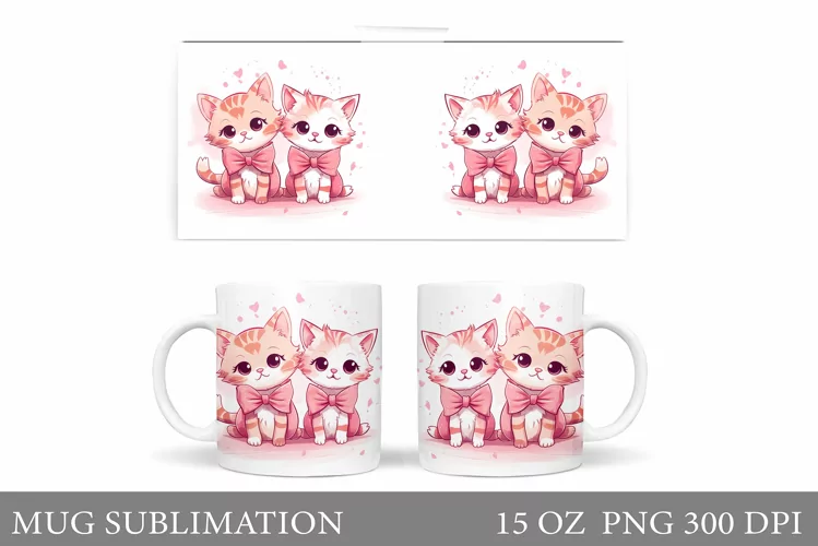 Cute Cat Mug Design. Cute Cat Sublimation