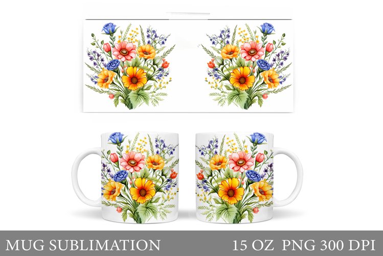Flowers Mug Design. Floral Mug Sublimation example image 1