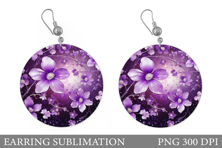 Flowers Earring Sublimation. Flowers Round Earring