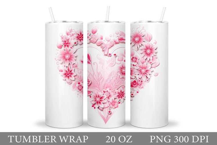 Heart Tumbler Sublimation. Valentines Tumbler Wrap Design