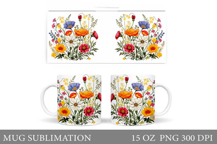 Flowers Mug Wrap Sublimation. Flowers Mug Wrap Design example image 1