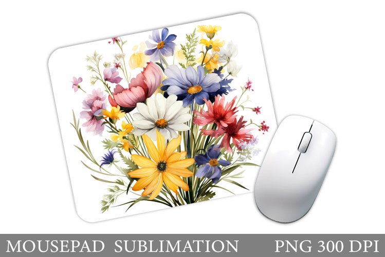 Flowers Mouse Pad Sublimation. Wildflowers Mouse Pad Design