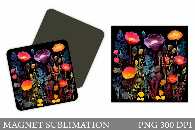 Flowers Square Magnet. Flowers Magnet Sublimation
