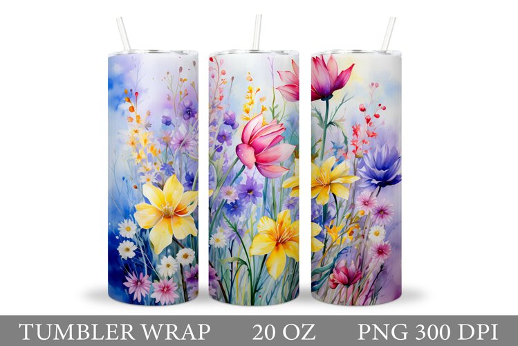 Flowers Tumbler Design. Wildflowers Tumbler Sublimation
