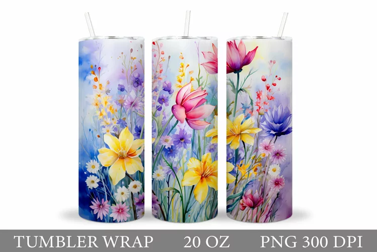Flowers Tumbler Design. Wildflowers Tumbler Sublimation