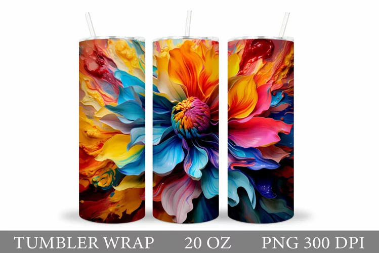 Flowers Tumbler Wrap Design. Sublimation Tumbler Flowers