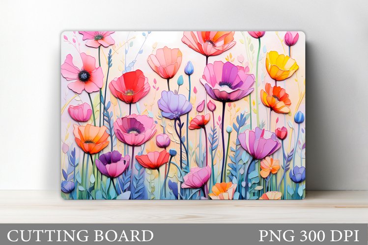 Wildflowers Cutting Board. Flowers Cutting Board Template example image 1