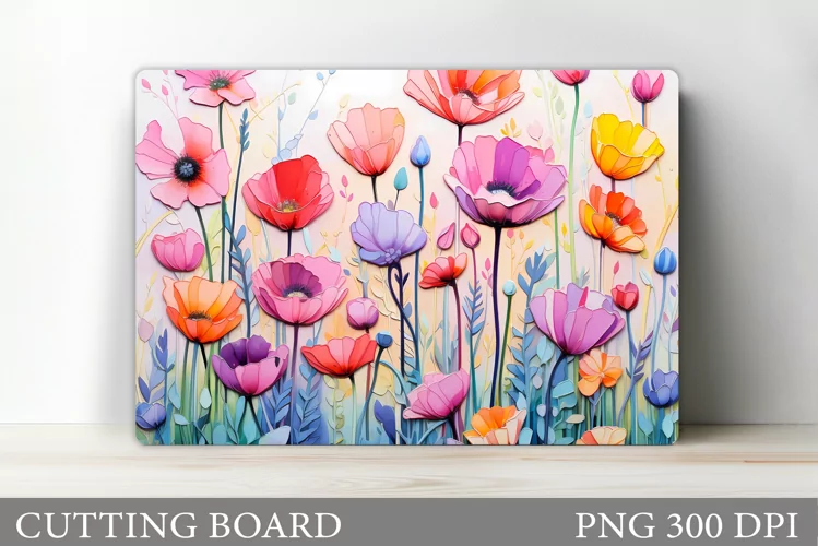 Wildflowers Cutting Board. Flowers Cutting Board Template