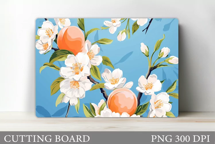 Peach Cutting Board. Flowers Cutting Board Sublimation