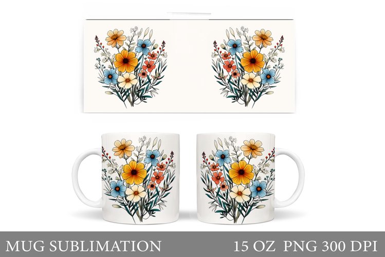 Flowers Mug Sublimation. Wildflowers Mug Sublimation example image 1