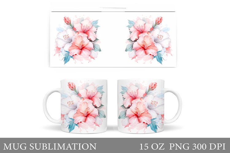 Flowers Mug Sublimation. Floral Mug Wrap Design