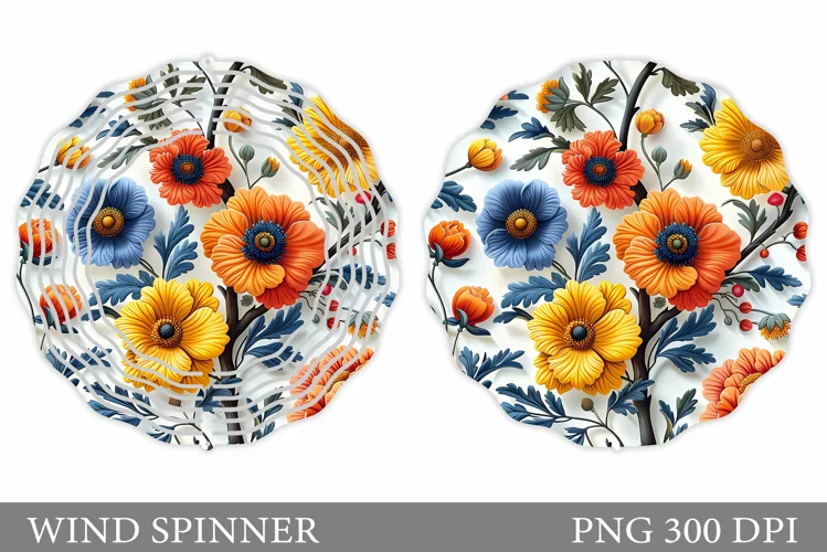 Flowers Wind Spinner Design. Flowers Wind Spinner Template