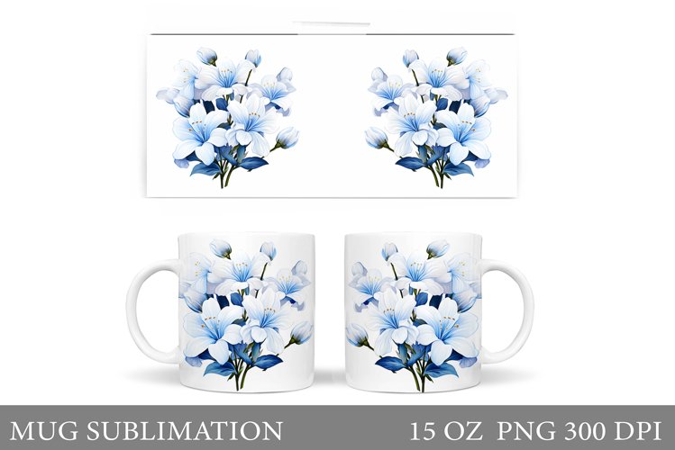 Flowers Mug Sublimation. Floral Mug Wrap Design