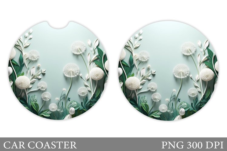 Flowers Car Coaster Sublimation. Flowers Coaster Design example image 1