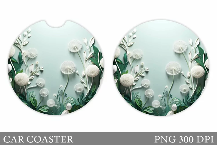 Flowers Car Coaster Sublimation. Flowers Coaster Design