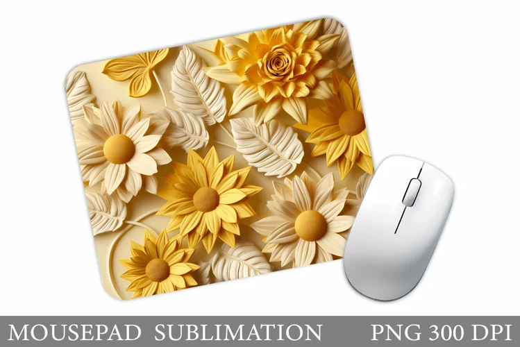 Flowers Mouse Pad Sublimation. 3D Flowers Mouse Pad Design