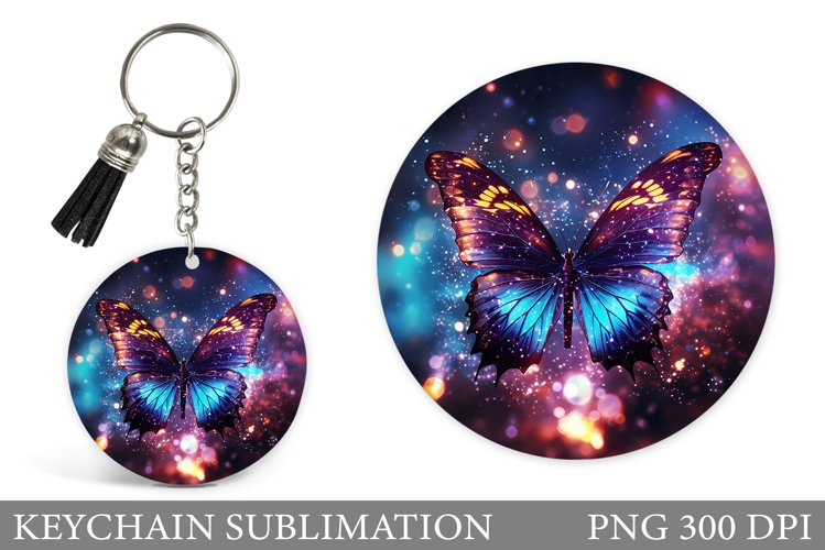 Butterfly Keychain Sublimation. Shimmer Butterfly Keychain example image 1
