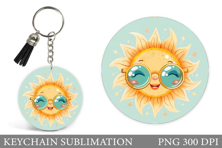 Cute Sun Keychain Sublimation. Cute Sun Sublimation