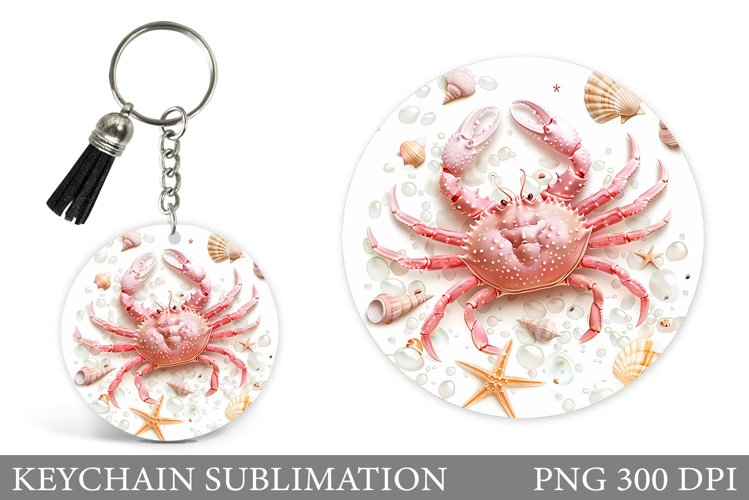 Crab Keychain Sublimation. Sea Keychain Design