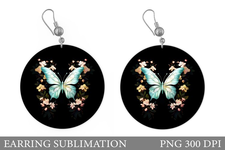 Butterfly Earring Sublimation. Round Earring Butterfly