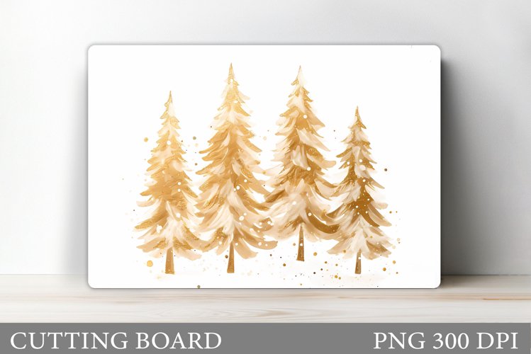 Gold Christmas Tree Cutting Board. Christmas Cutting Board example image 1