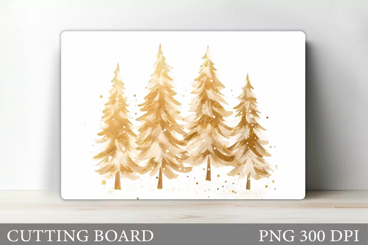 Gold Christmas Tree Cutting Board. Christmas Cutting Board