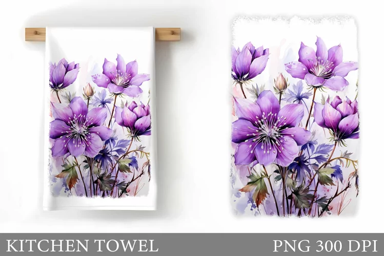 Flowers Kitchen Towel. Summer Kitchen Towel Sublimation