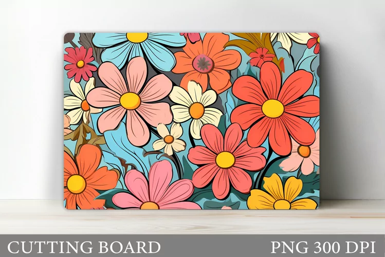 Daisy Flowers Cutting Board. Flowers Kitchen Cutting Board