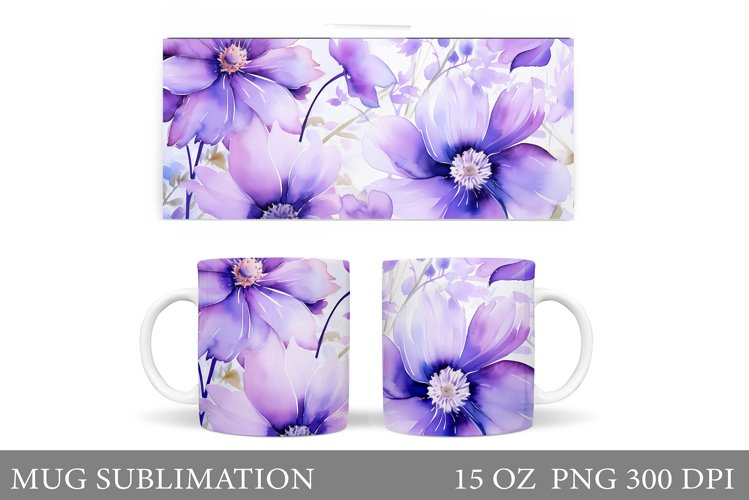 Flowers Mug Wrap Sublimation. Flowers Mug Wrap Design