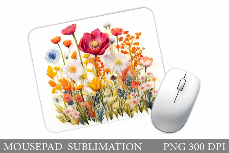 3D Wildflowers Mouse Pad. Flowers Mouse Pad Design