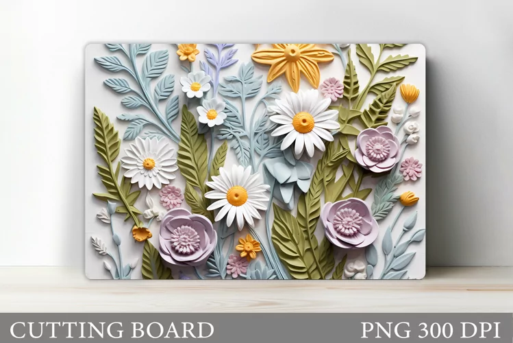 3D Flowers Cutting Board. Flowers Kitchen Cutting Board