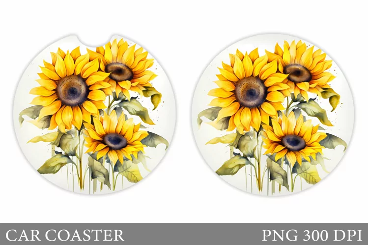 Sunflowers Car Coaster. Sunflowers Coaster Sublimation