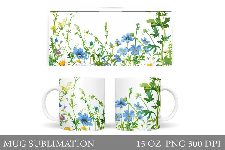 Wildflowers Mug Design. Floral Mug Sublimation example image 1