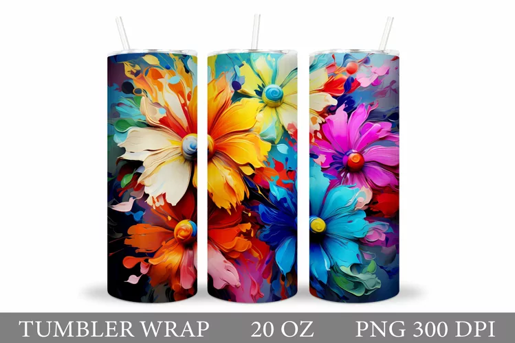 Flowers Tumbler Wrap Design. Floral Tumbler Sublimation