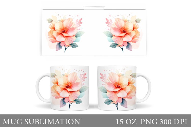 Flowers Mug Wrap Sublimation. Flowers Mug Wrap Design example image 1