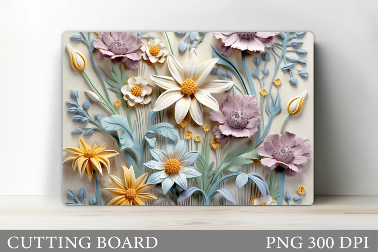 Flowers Cutting Board. 3D Flowers Cutting Board Sublimation