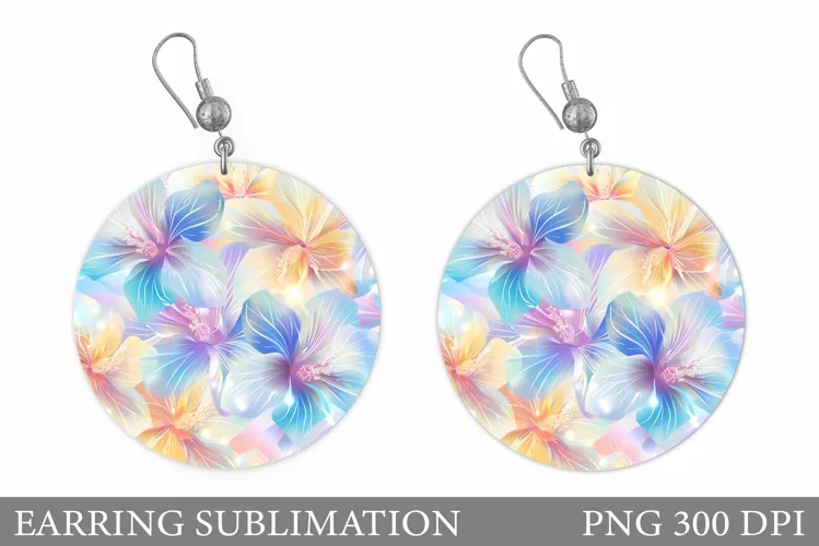 Flowers Earring Sublimation. Flowers Round Earring
