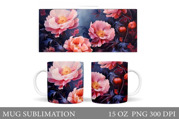 Flowers Mug Wrap Sublimation. Flowers Mug Wrap Design example image 1