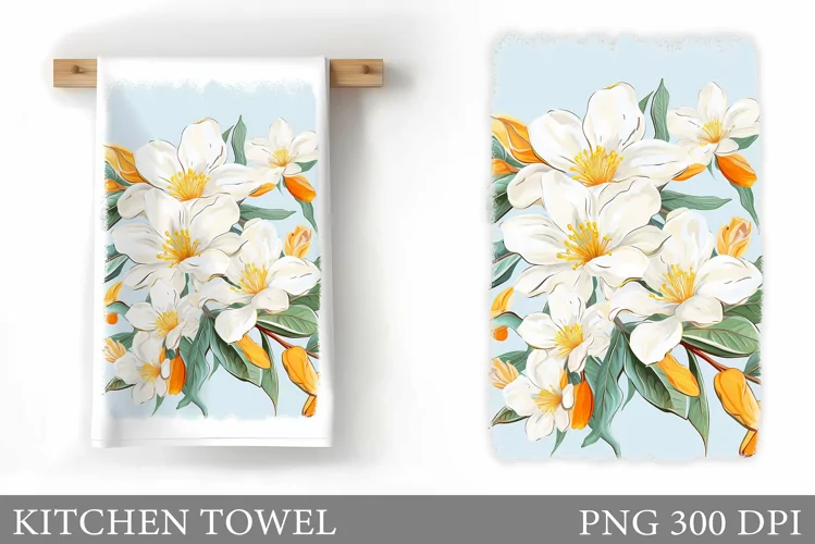 Flowers Kitchen Towel. Summer Kitchen Towel Sublimation