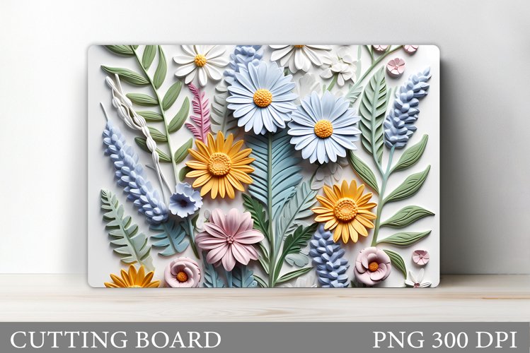 3D Flowers Cutting Board. Summer Cutting Board Sublimation example image 1