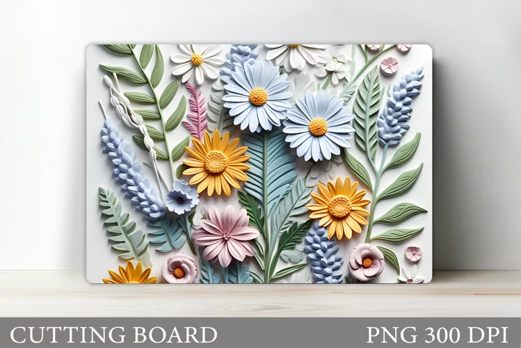3D Flowers Cutting Board. Summer Cutting Board Sublimation