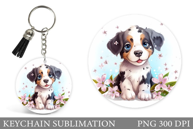 Cute Dog Keychain Sublimation. Round Keychain Dog (3042779)