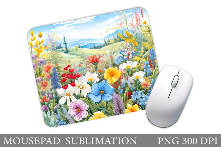 Flowers Mouse Pad Sublimation. Wildflowers Mouse Pad Design